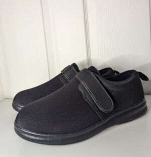 Dr Comfort Mens Size 10.5 W Black Casual Strapped Shoes Sneakers Diabetic Carter